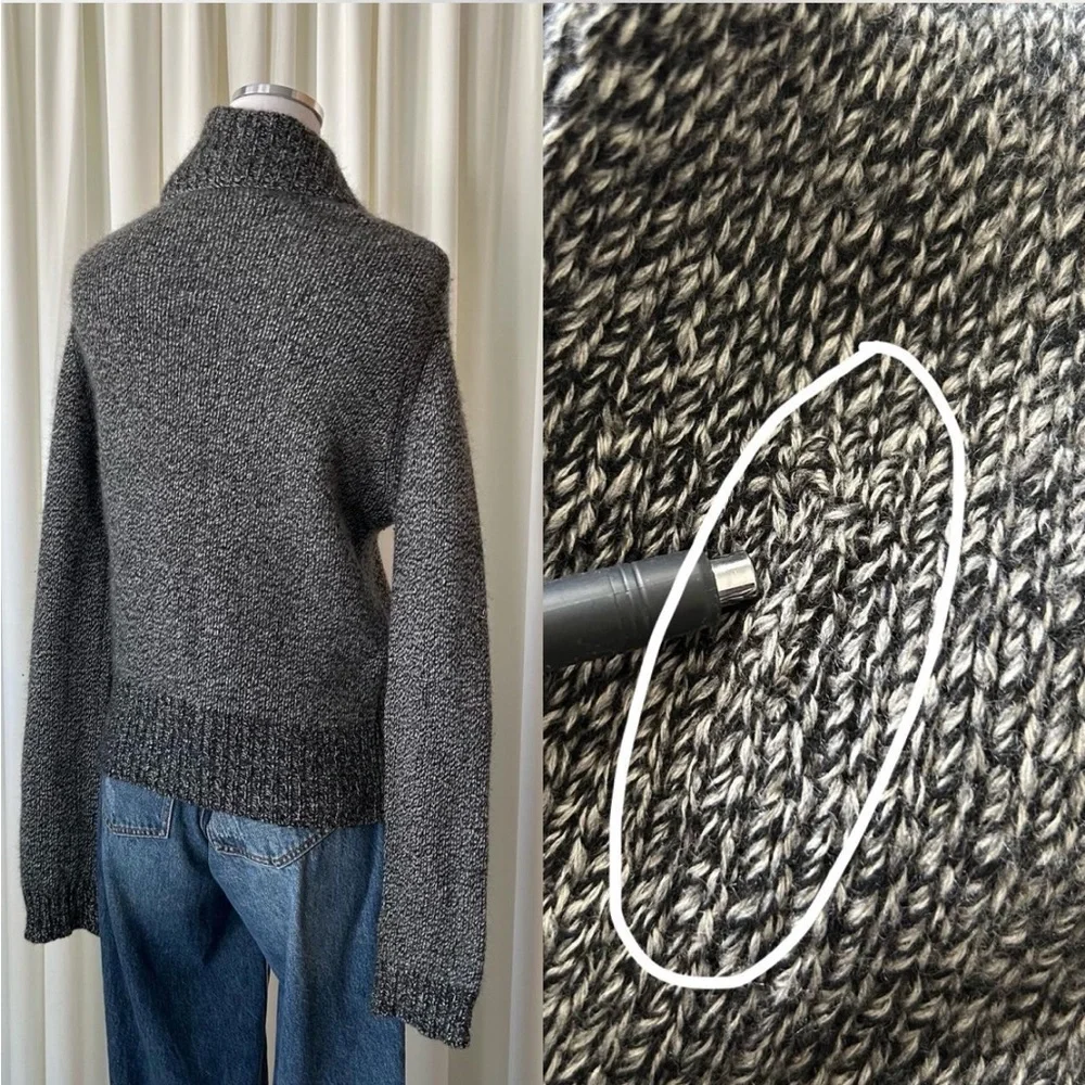 VTG NEIMAN MARCUS 100% Cashmere Shawl Collar Cardigan Dark Gray Marled Knit M. - Picture 7 of 8